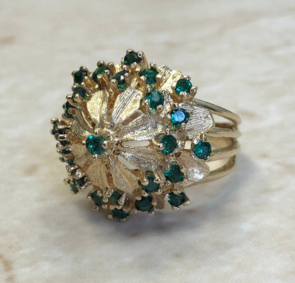 Vintage 14 Karat Yellow Gold Chrome Tourmaline Cocktail Ring - WeilJewelry