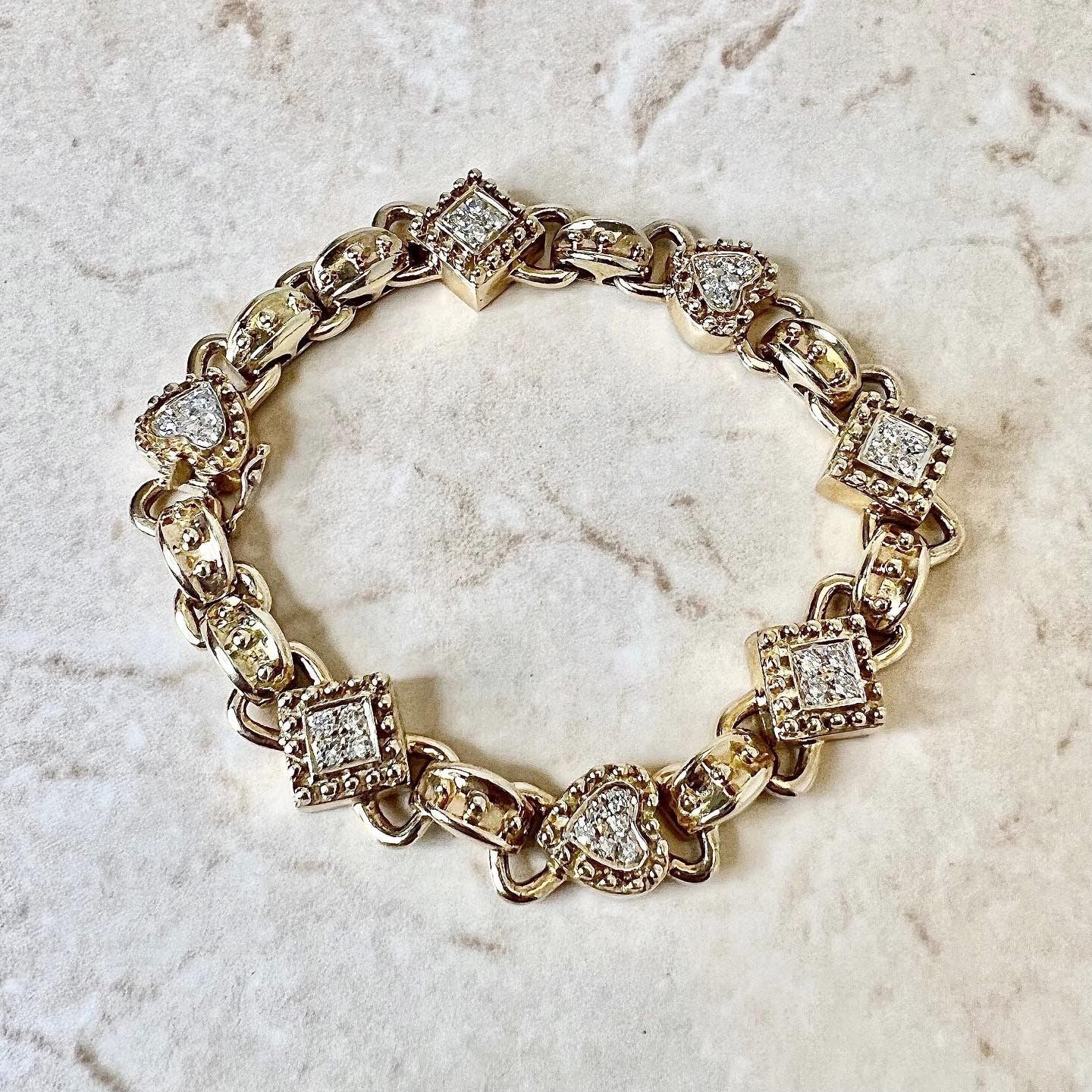 Vintage 14 Karat Yellow Gold Diamond Bracelet