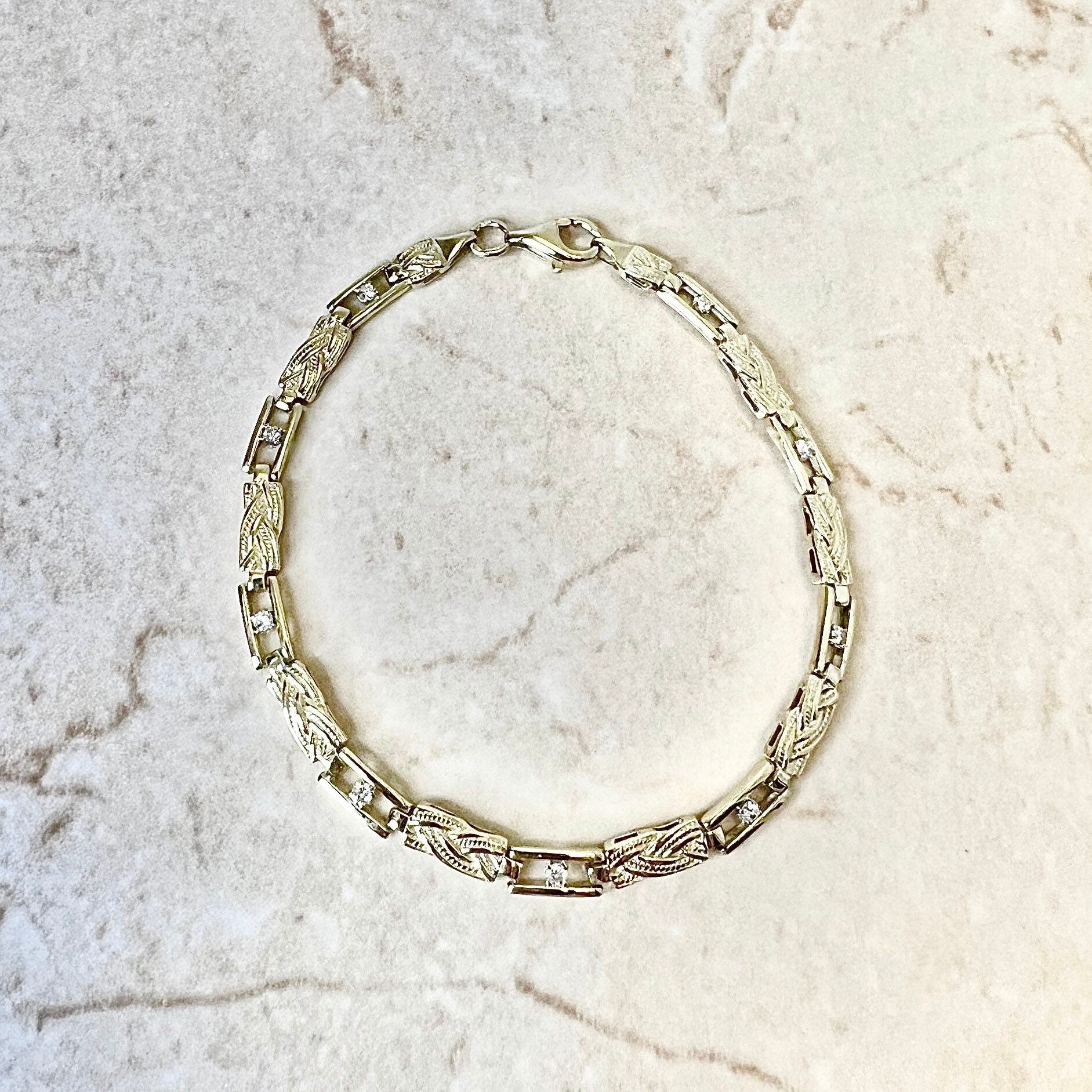 CLEARANCE 40% OFF - Vintage 14 Karat Yellow Gold Diamond Bracelet - WeilJewelry