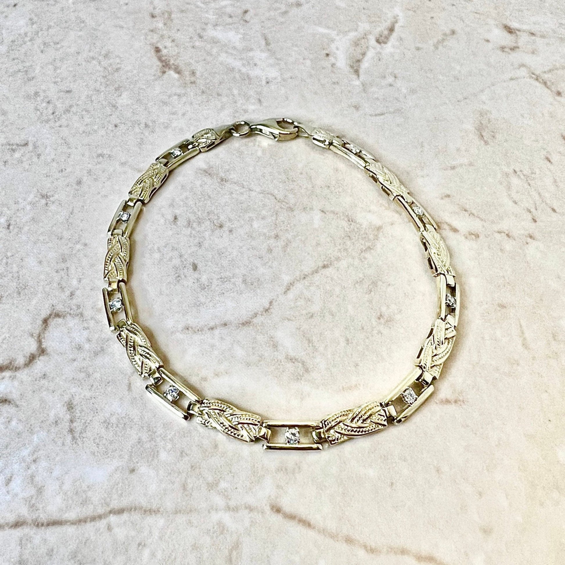 CLEARANCE 40% OFF - Vintage 14 Karat Yellow Gold Diamond Bracelet - WeilJewelry