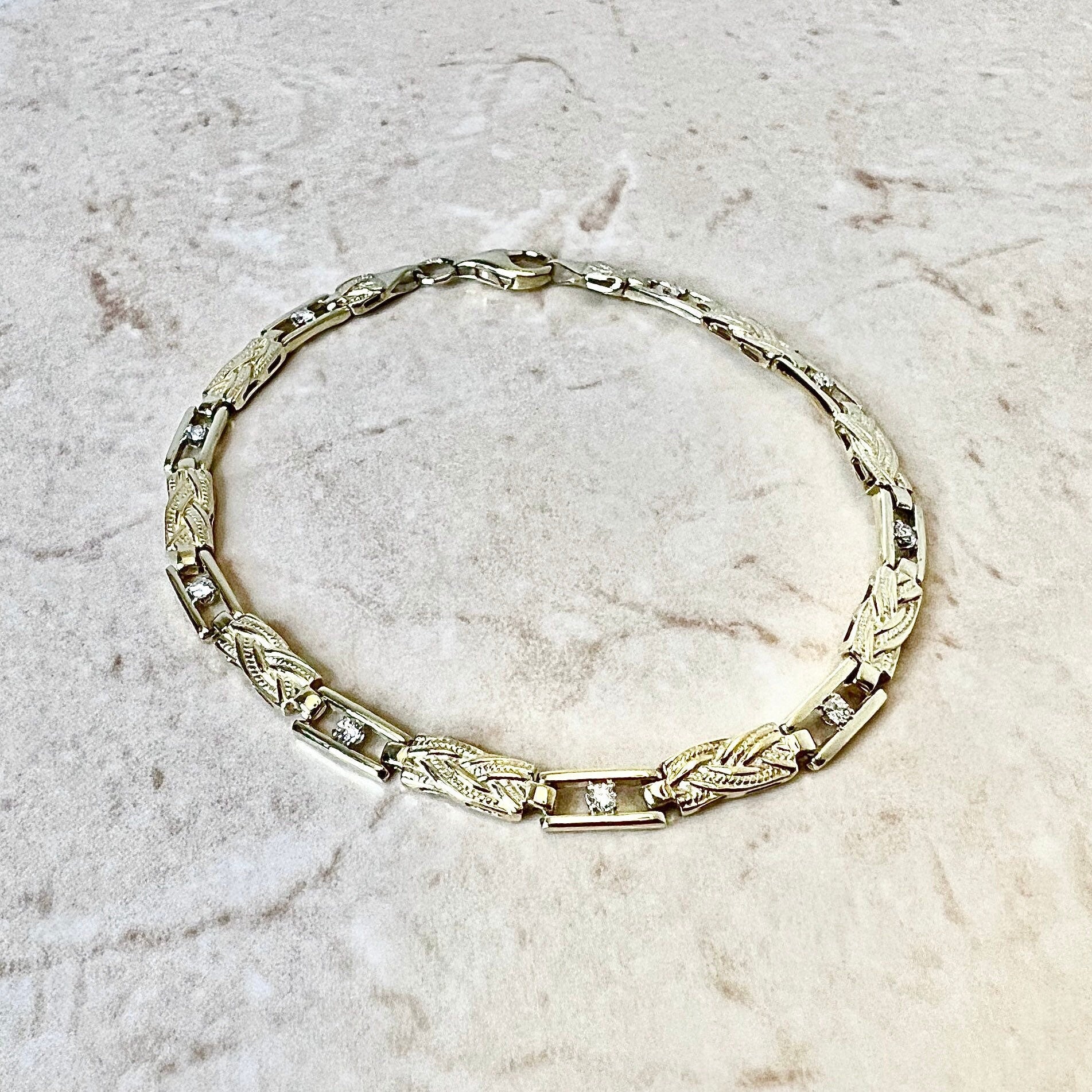 CLEARANCE 40% OFF - Vintage 14 Karat Yellow Gold Diamond Bracelet - WeilJewelry