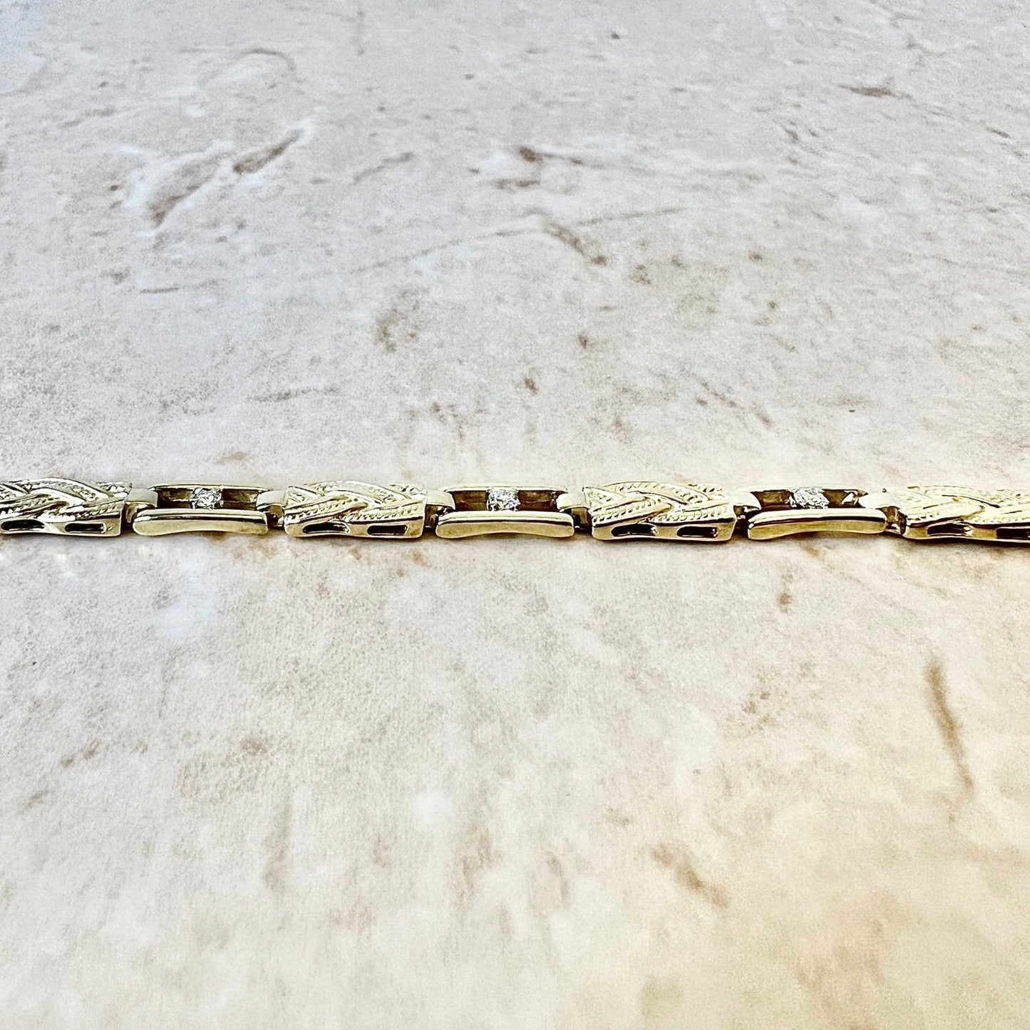 CLEARANCE 40% OFF - Vintage 14 Karat Yellow Gold Diamond Bracelet - WeilJewelry