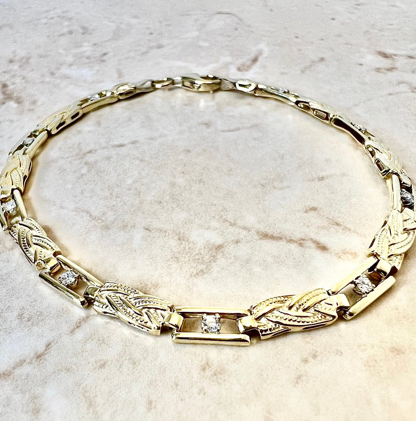 CLEARANCE 40% OFF - Vintage 14 Karat Yellow Gold Diamond Bracelet - WeilJewelry