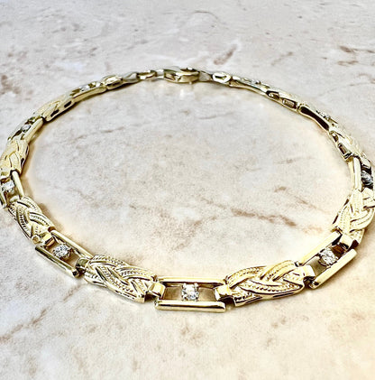 CLEARANCE 40% OFF - Vintage 14 Karat Yellow Gold Diamond Bracelet - WeilJewelry