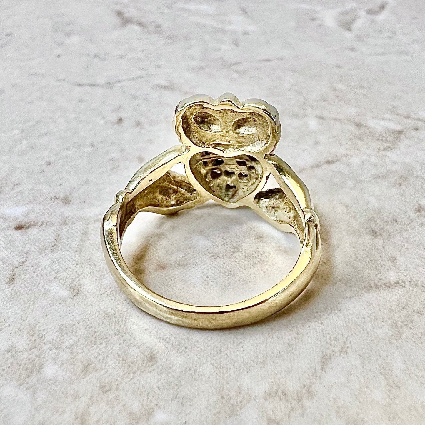 Vintage 14 Karat Yellow Gold Diamond Claddagh Ring - WeilJewelry