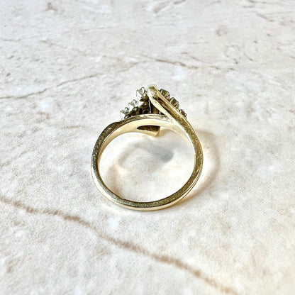 Vintage 14K Diamond Cluster Ring - Yellow Gold Diamond Cocktail Ring - Bypass Ring - Promise Ring - Birthday Gift - Best Gifts For Her