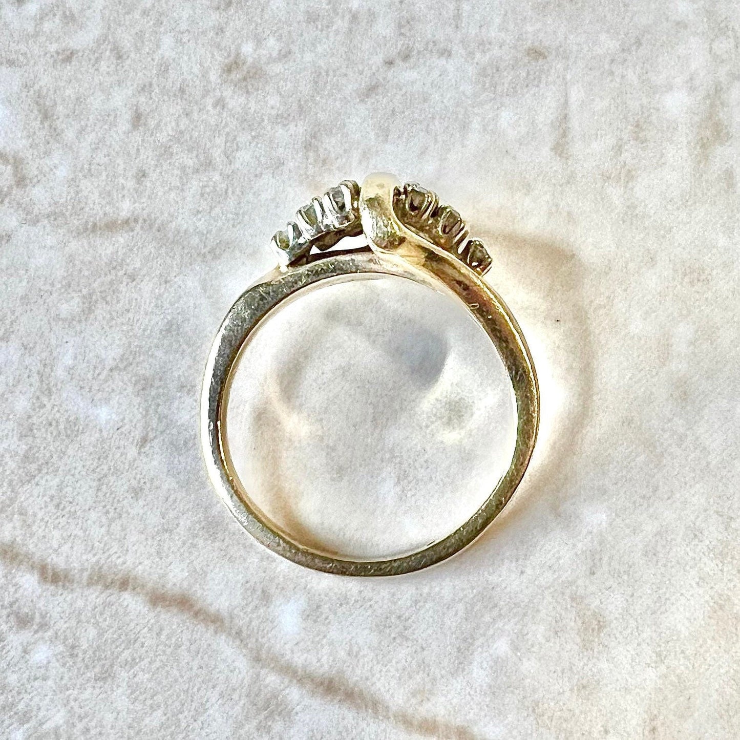 Vintage 14K Diamond Cluster Ring - Yellow Gold Diamond Cocktail Ring - Bypass Ring - Promise Ring - Birthday Gift - Best Gifts For Her