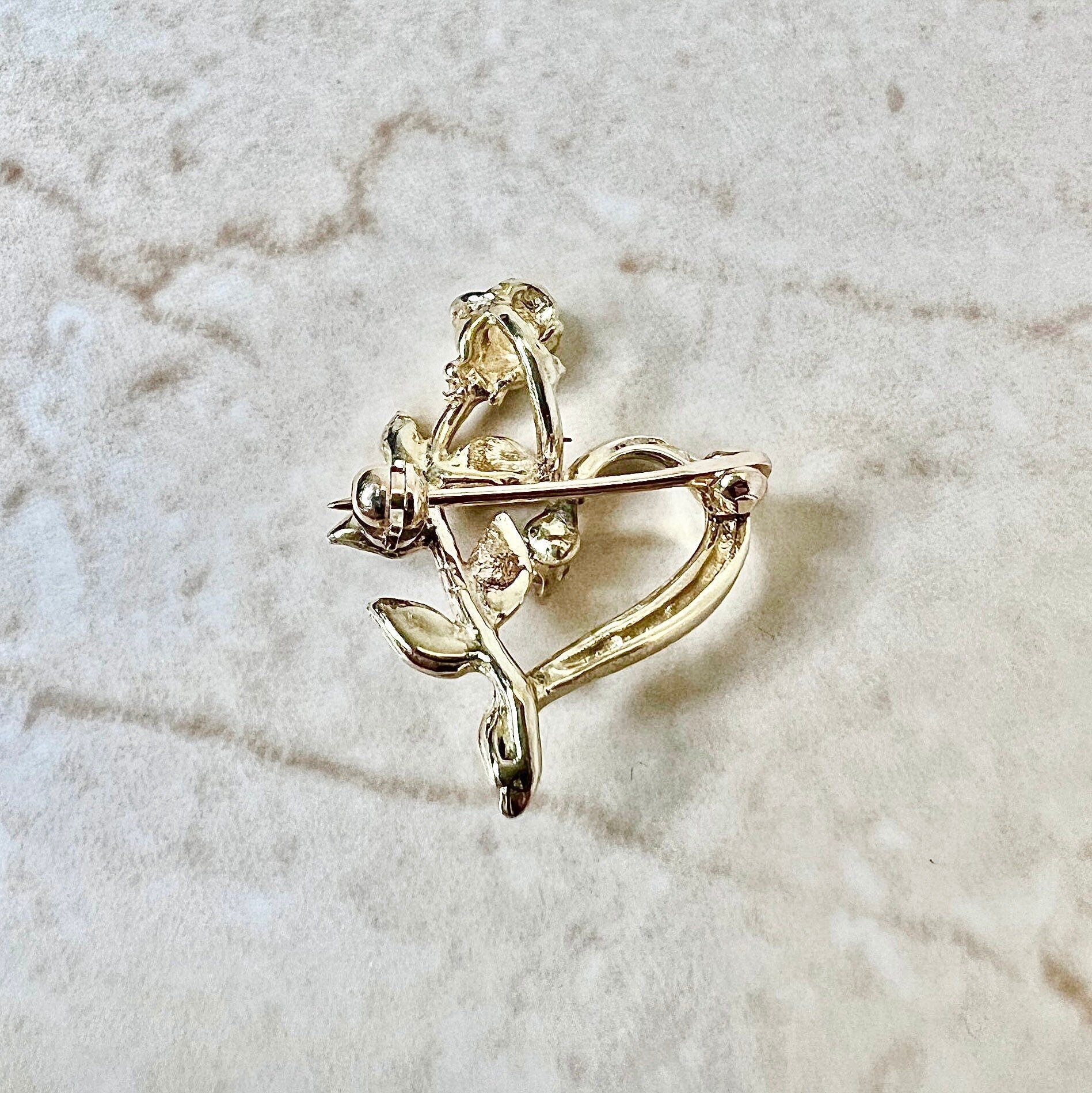 Vintage 14 Karat Yellow Gold Diamond Heart Pendant & Brooch - WeilJewelry