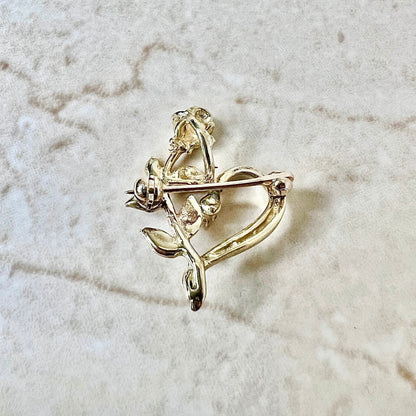 Vintage 14 Karat Yellow Gold Diamond Heart Pendant & Brooch - WeilJewelry