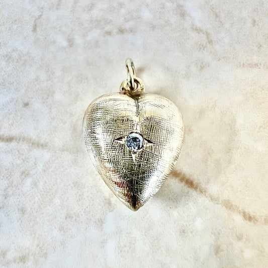 Vintage 14 Karat Yellow Gold Diamond Heart Pendant Necklace - WeilJewelry