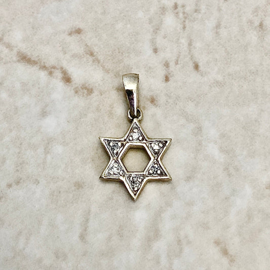 Vintage 14 Karat Yellow Gold Diamond Star Of David Pendant - WeilJewelry