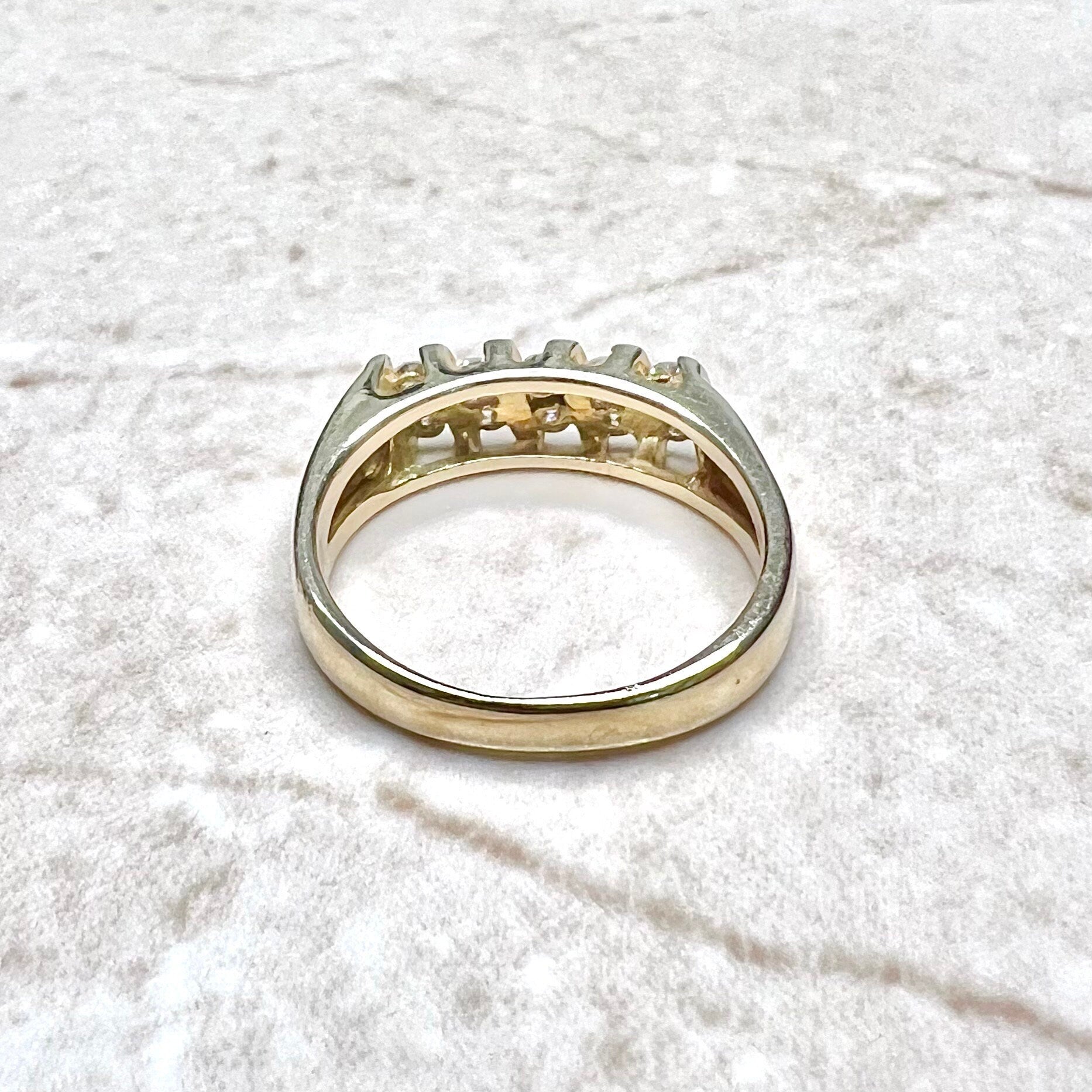 Vintage 14 Karat Yellow Gold Double Row 0.20 Carat Diamond Band Ring - WeilJewelry