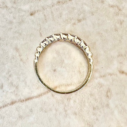 Vintage 14K Double Row Diamond Band Ring - Yellow Gold Half Eternity Ring - Diamond Wedding Ring - Anniversary Ring - Best Gifts For Her