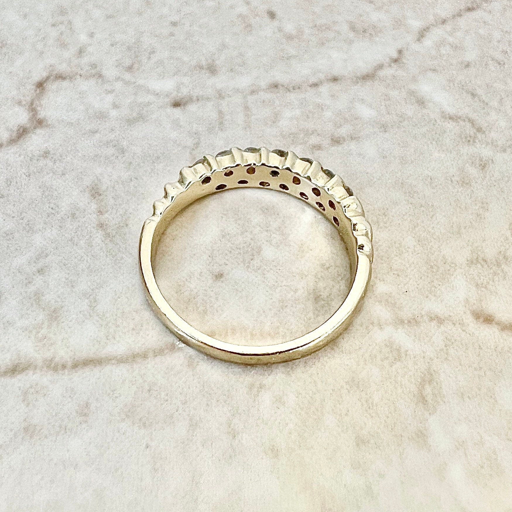 Vintage 14K Double Row Diamond Band Ring - Yellow Gold Half Eternity Ring - Diamond Wedding Ring - Anniversary Ring - Best Gifts For Her