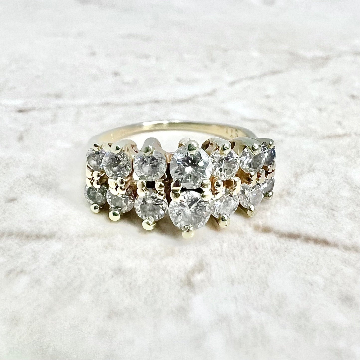0.90 CTTW Vintage 14K Double Row Diamond Band Ring - Yellow Gold Diamond Ring - Diamond Wedding Ring - Anniversary Ring - Best Gifts For Her