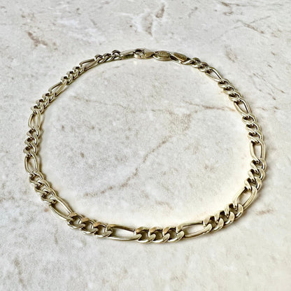 Vintage 14 Karat Yellow Gold Figaro Chain Bracelet - WeilJewelry