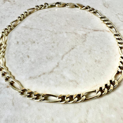 Vintage 14K Figaro Chain Bracelet - Yellow Gold Bracelet - Gold Figaro Bracelet - Vintage Bracelet - Gold Chain Bracelet - Best Gift For Her