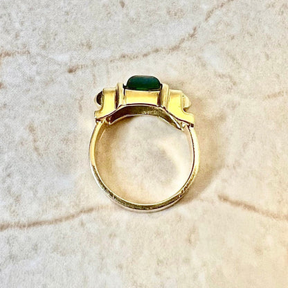 Vintage 18K Green Tourmaline & Diamond Cocktail Ring - Yellow Gold Tourmaline Ring - October Birthstone - Birthday Gift - Best Gift For Her
