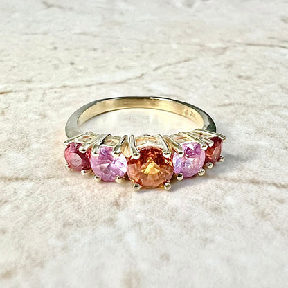 Vintage 14K Imperial Topaz Band Ring - Yellow Gold Multi Color Topaz Ring - Topaz Cocktail Ring - Best Gifts For Her - Gold Topaz Band