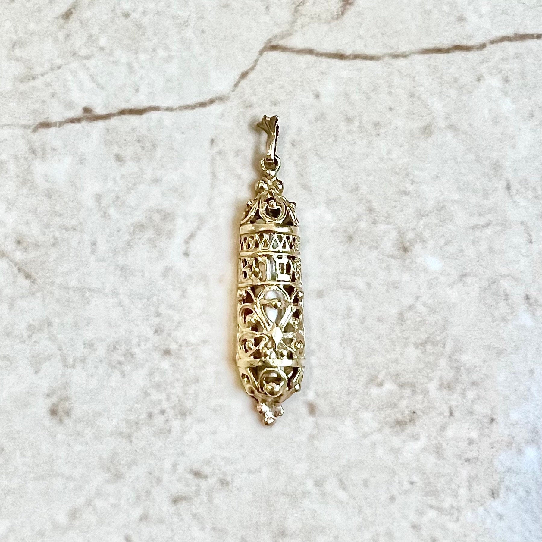 Gold mezuzah clearance pendant