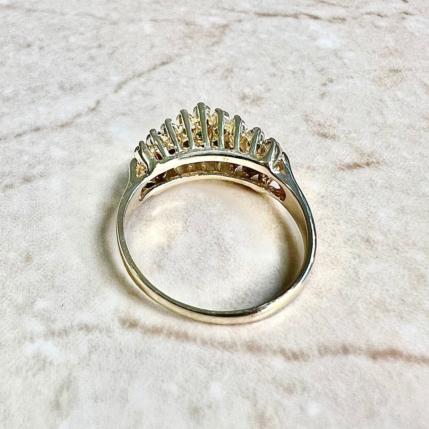 Vintage 14K Natural Emerald Band Ring - Yellow Gold Emerald Ring - Genuine Emerald Ring - Best Gifts For Her - April May Birthstone Gifts