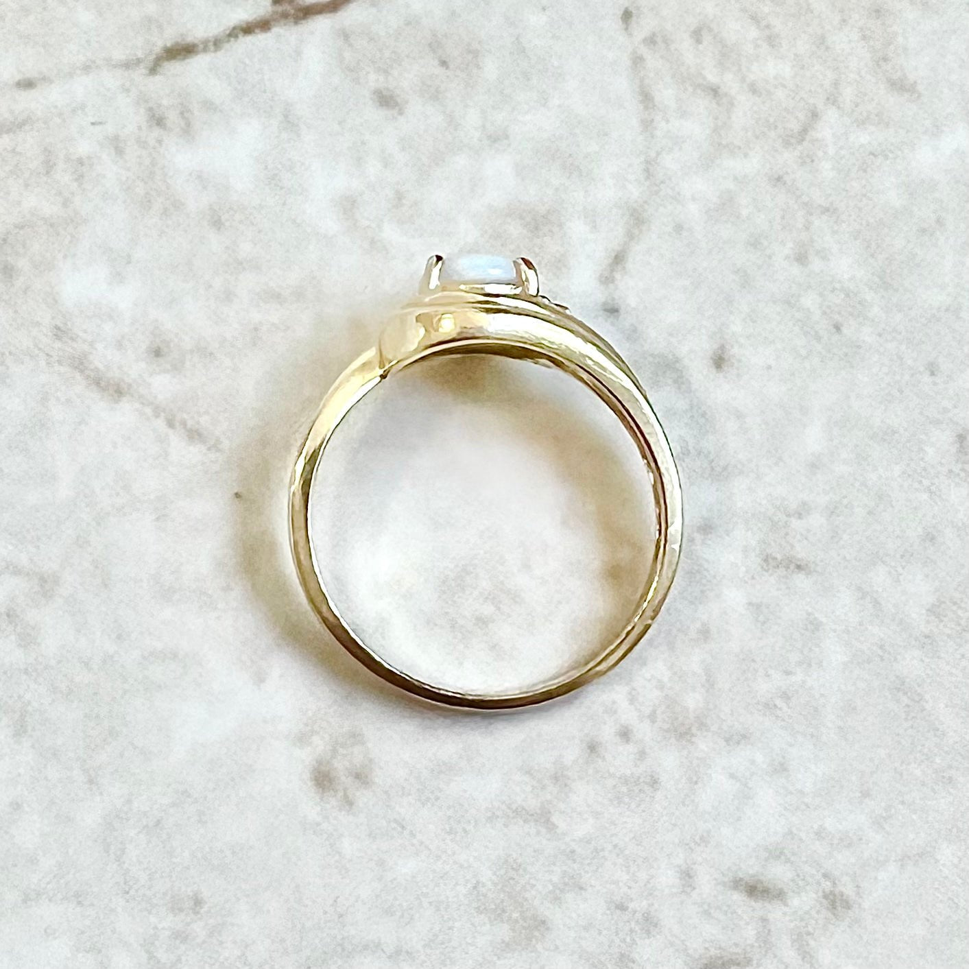CLEARANCE 40% OFF - Vintage 14 Karat Yellow Gold Natural Opal & Diamond Cocktail Ring - WeilJewelry