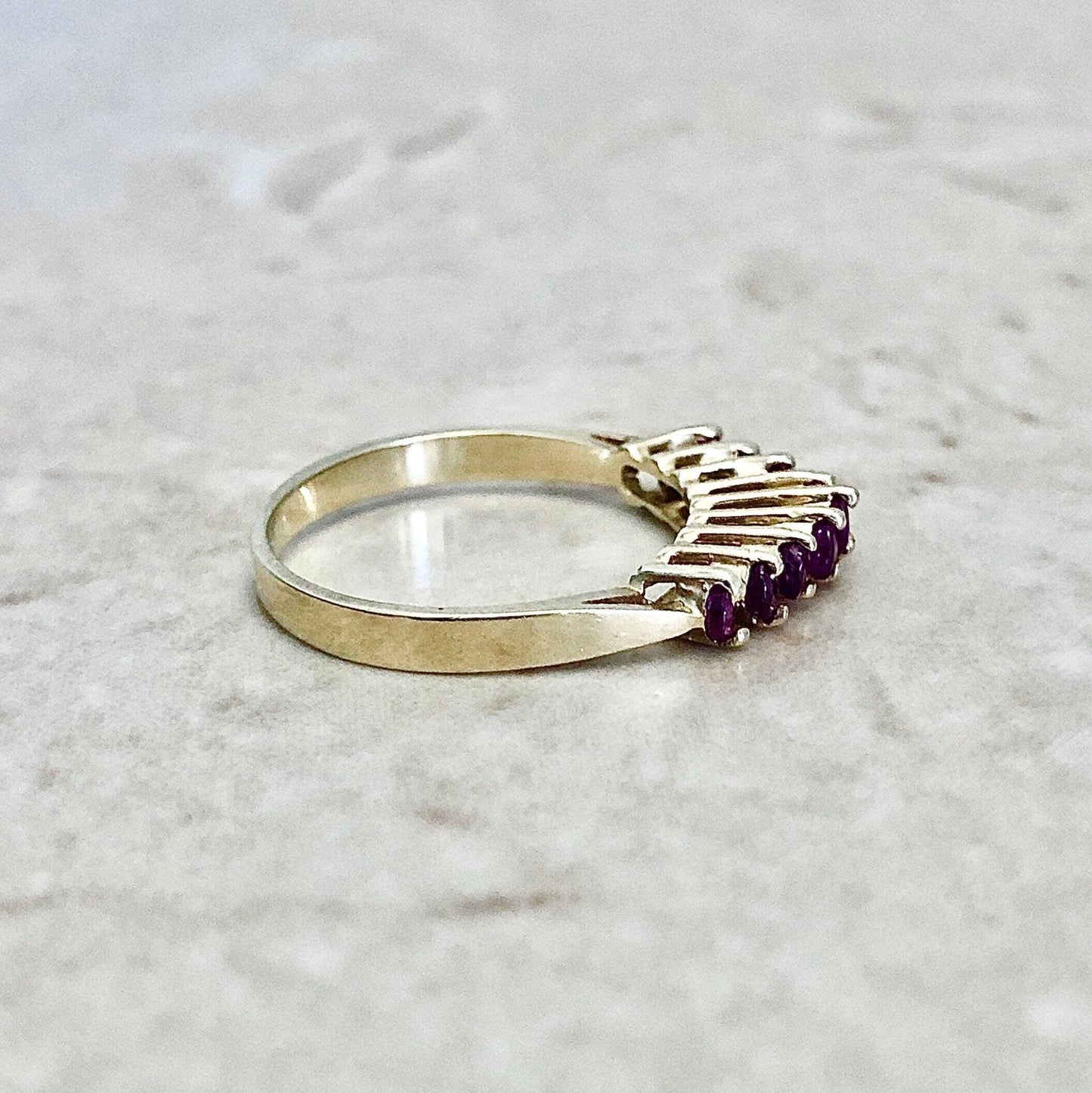 Vintage 14 Karat Yellow Gold Natural Ruby Band Ring - WeilJewelry