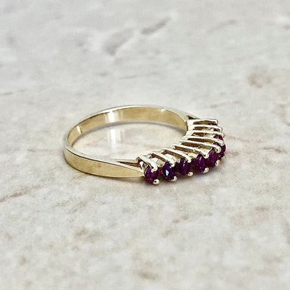 Vintage 14 Karat Yellow Gold Natural Ruby Band Ring - WeilJewelry