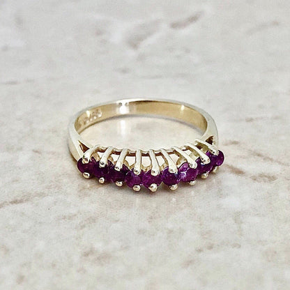 Vintage 14 Karat Yellow Gold Natural Ruby Band Ring - WeilJewelry