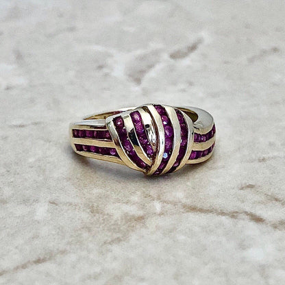 Vintage 14K Natural Ruby Knot Ring - Rose Gold - Genuine Gemstone Ring - Size 4.75 US - Birthday Gift - July Birthstone - Best Gifts For Her