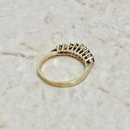 Vintage 14 Karat Yellow Gold Natural Sapphire Band Ring - WeilJewelry