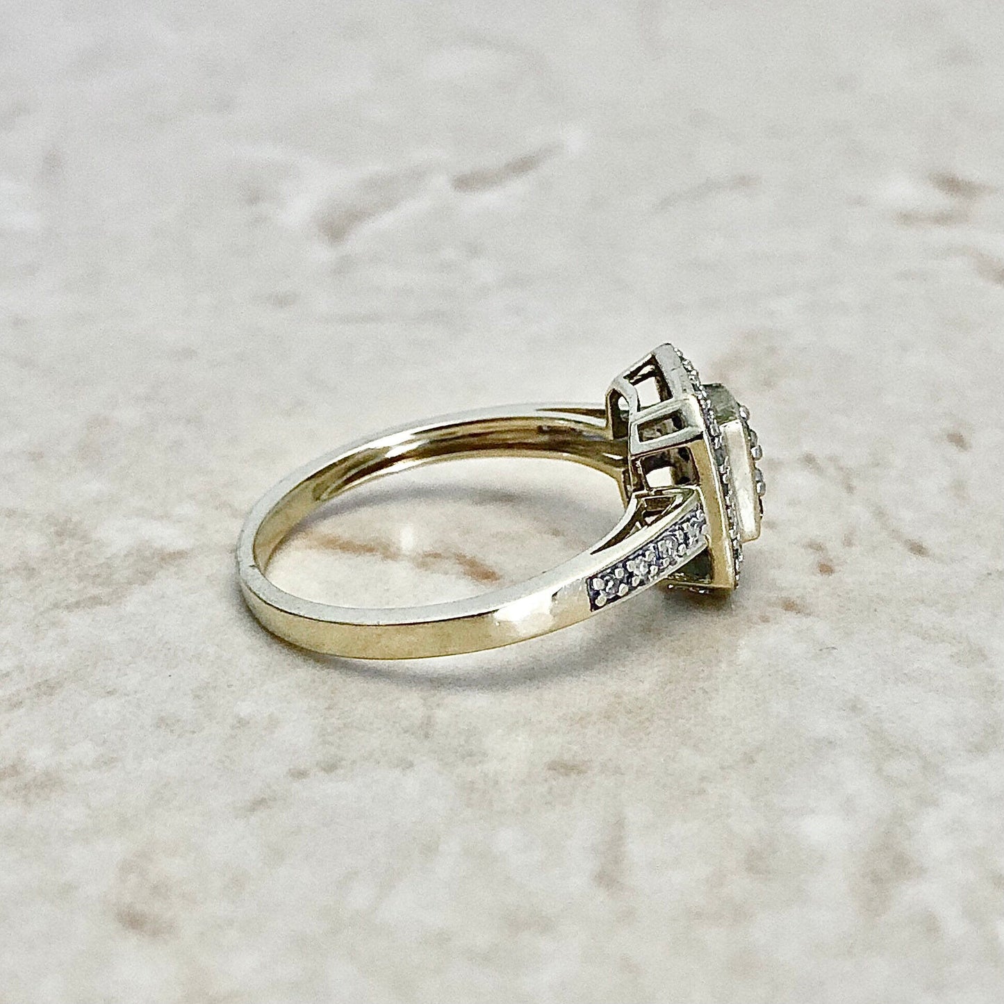 14K Pave Diamond Halo Ring - Yellow Gold - Diamond Cocktail Ring - Size 6.25 US - Birthday Gift For Her - Bridal Ring