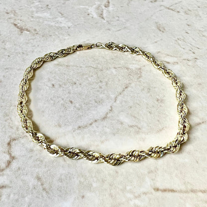 Vintage 14K Rope Chain Bracelet - Yellow Gold Bracelet - Gold Rope Bracelet - Vintage Bracelet - Gold Chain Bracelet - Gold Rope Bracelet