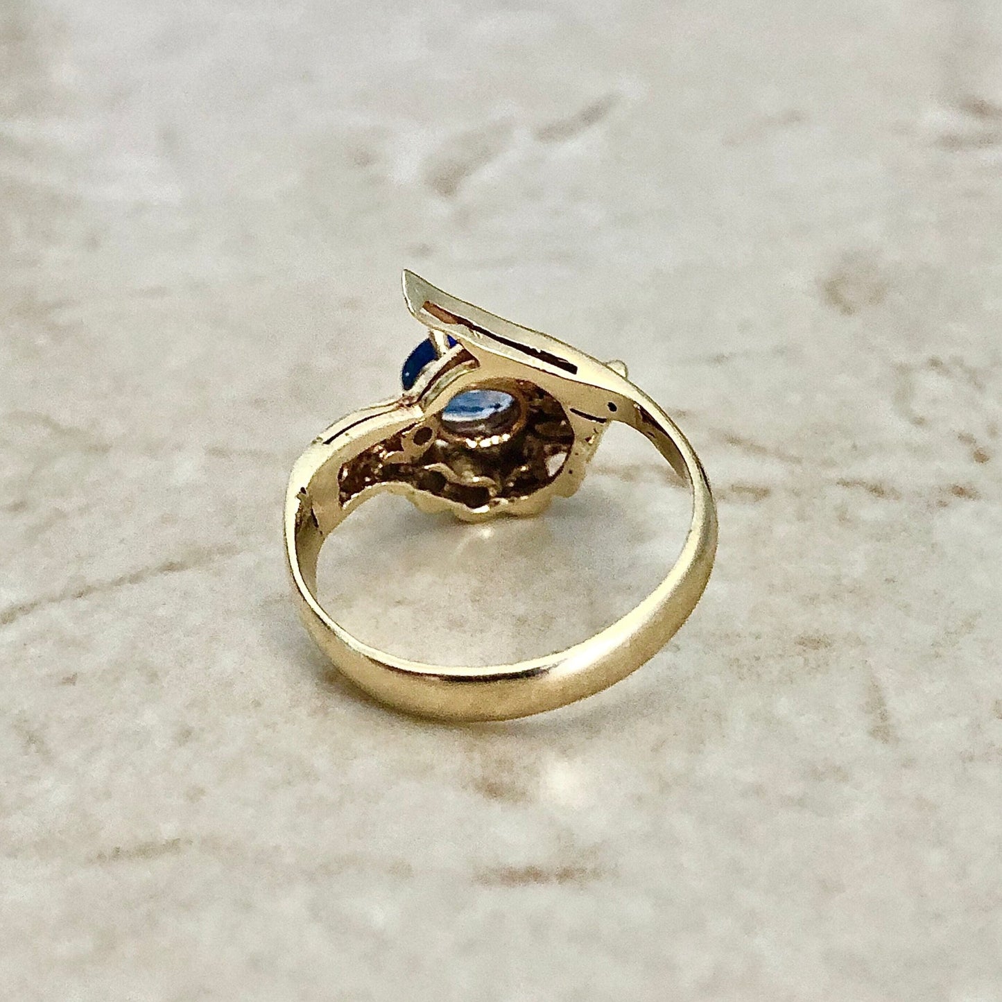 Fine Vintage 14K Sapphire Ring - Cocktail Ring - Engagement Ring - Sapphire Ring - Size 6.75 - Birthday Gift For Her - Holiday Gift