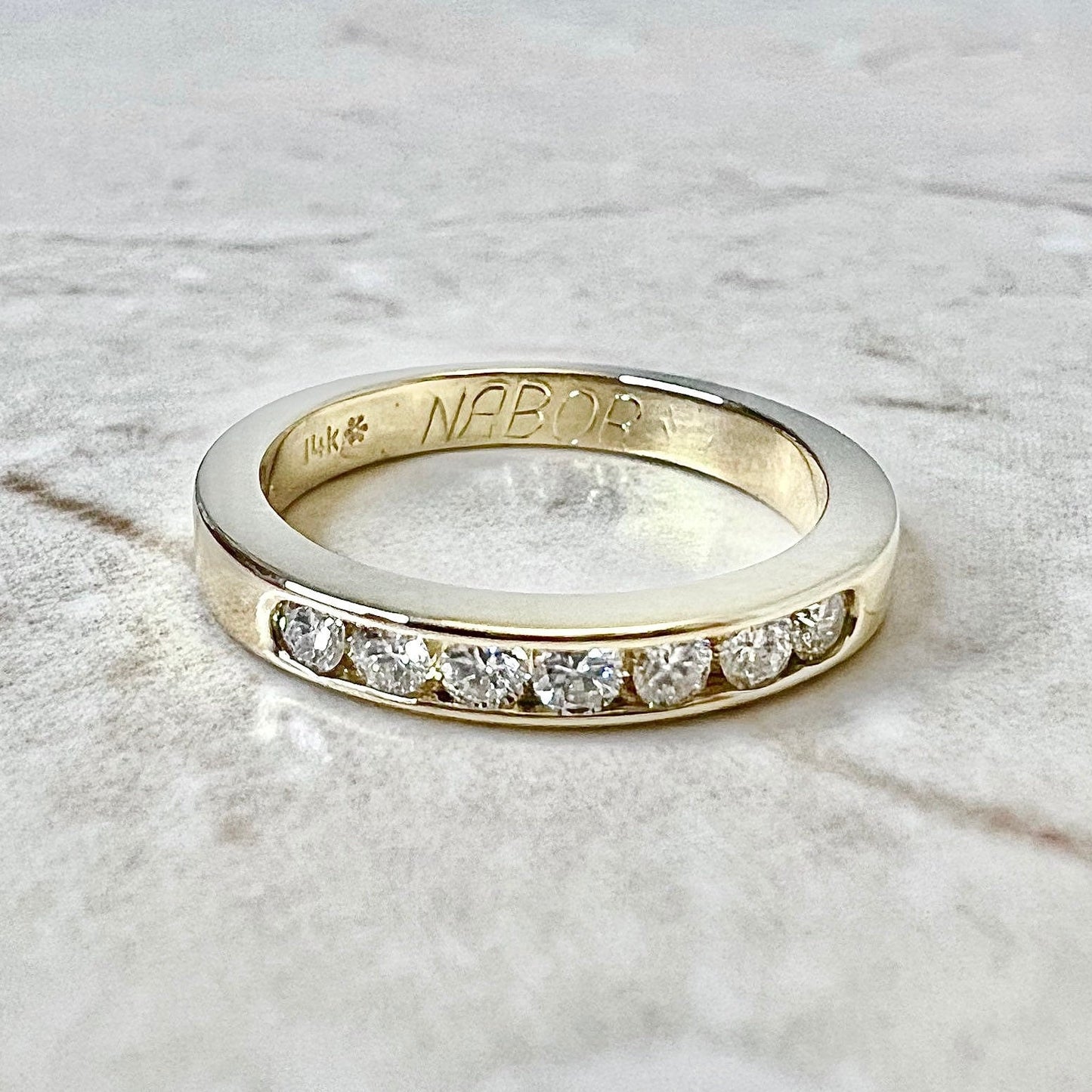 14K 7 Stone Eternity Diamond Band Ring 0.20 CTTW - Yellow Gold Eternity Ring - Anniversary Ring - Wedding Ring - Size 4.75 US - Holiday Gift