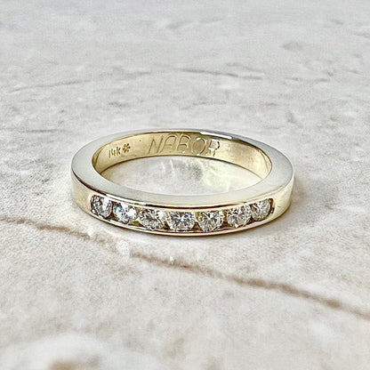 Vintage 14 Karat Yellow Gold Seven - Stone 0.20 Carat Diamond Wedding Band Ring - WeilJewelry