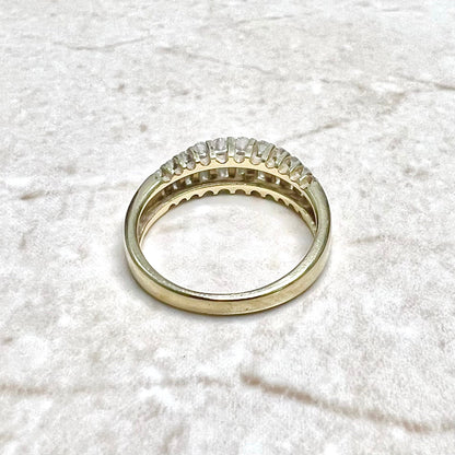 Vintage 14 Karat Yellow Gold Three-Row 0.50 Carat Diamond Band Ring - WeilJewelry