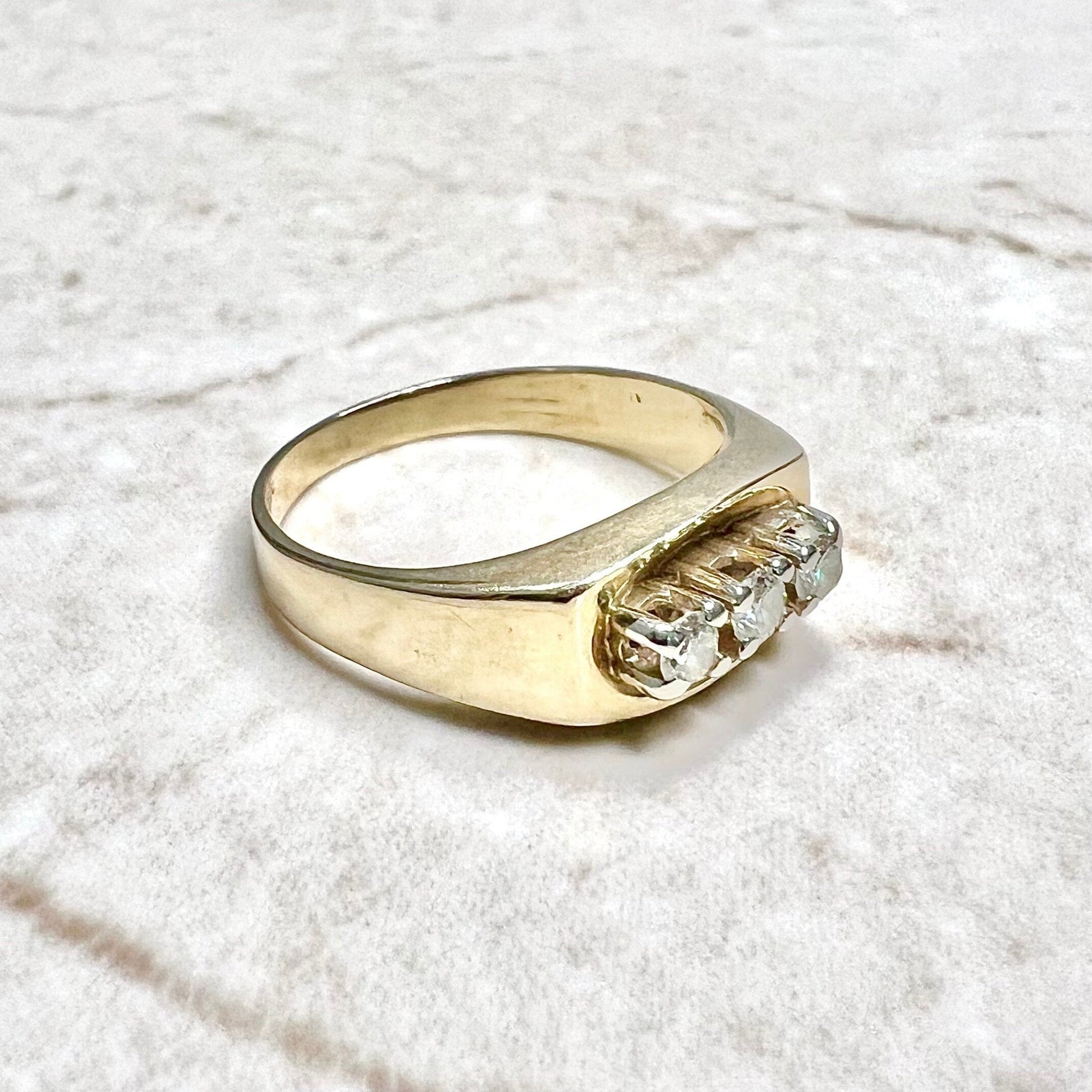 Vintage 14 Karat Yellow Gold Three - Stone 0.20 Carat Diamond Ring - WeilJewelry