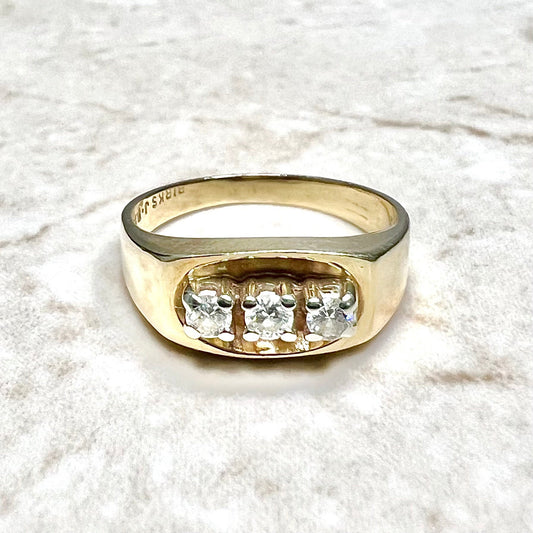 Vintage 14 Karat Yellow Three-Stone 0.20 Carat Diamond Ring - WeilJewelry