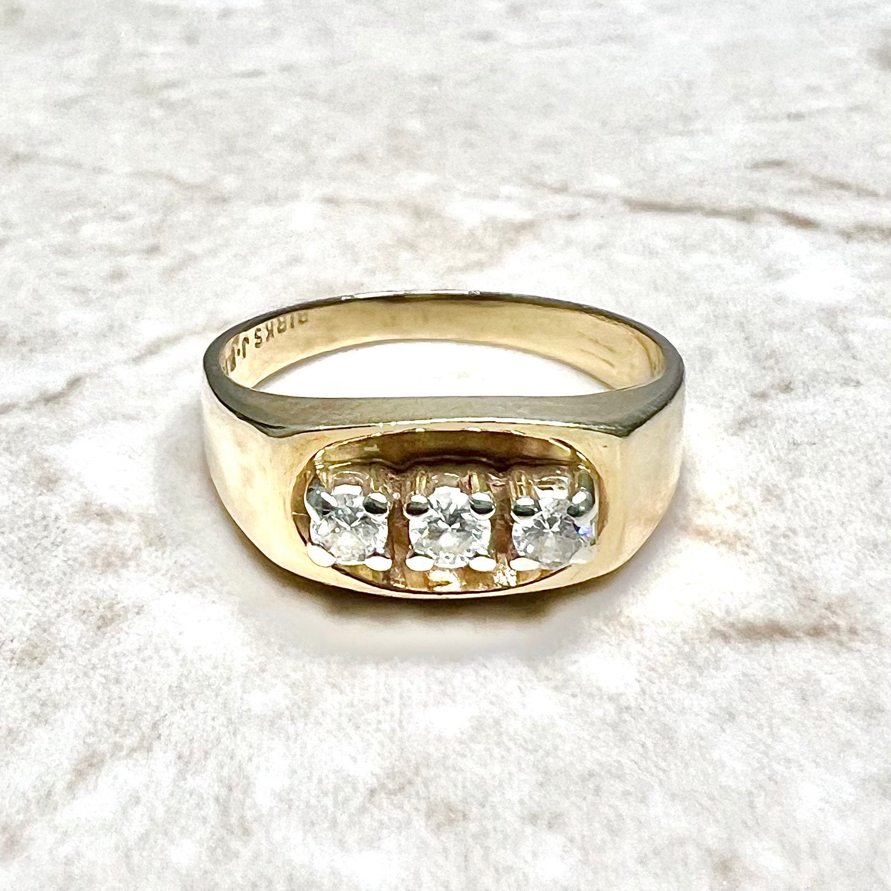 Vintage 14 Karat Yellow Gold Three - Stone 0.20 Carat Diamond Ring - WeilJewelry