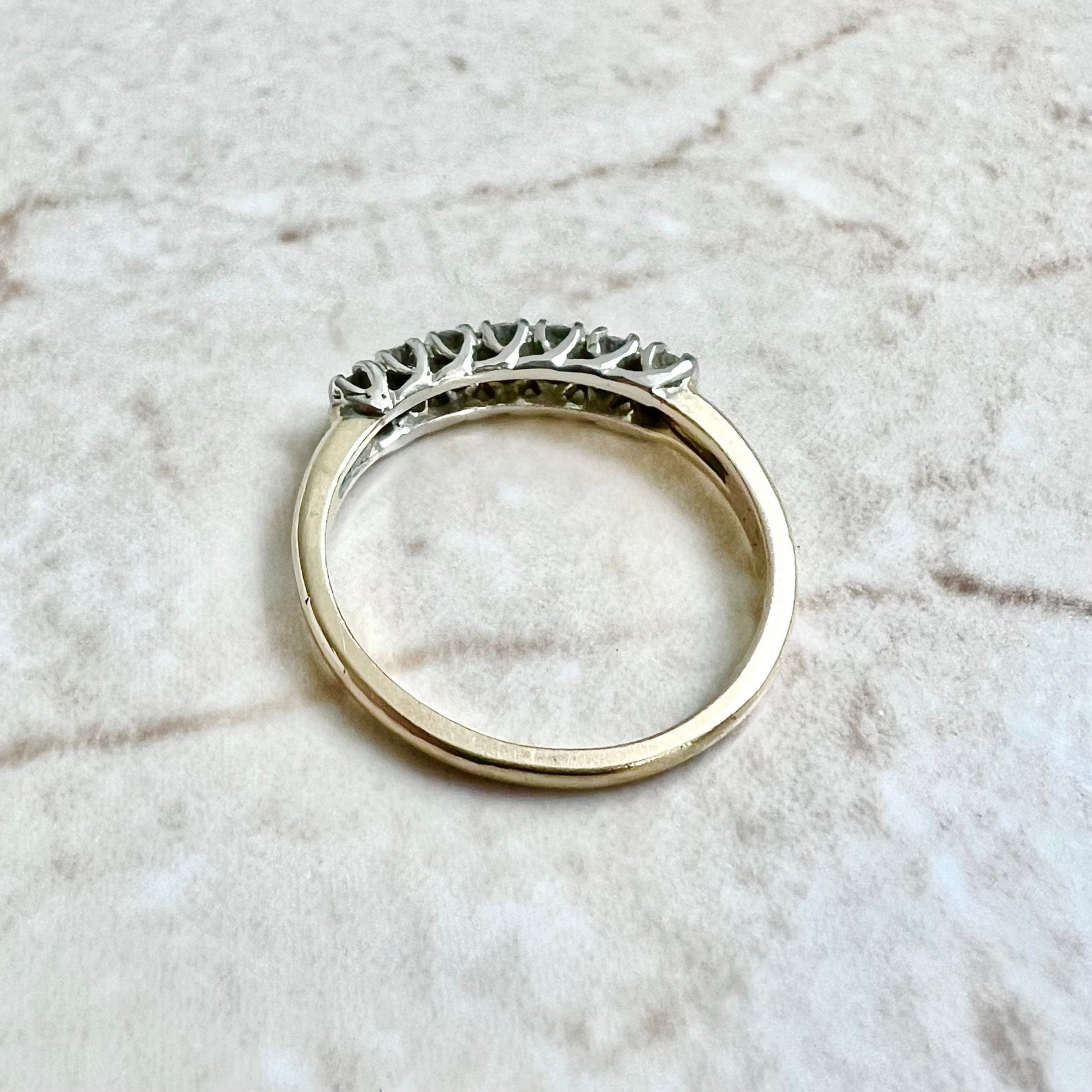 Vintage 14K 7 Stone Diamond Band Ring 0.30 CTTW - Two Tone Gold Diamond Ring - Seven Stone Ring - Anniversary Ring - Diamond Wedding Ring