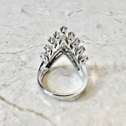 Vintage 16K Gold Diamond Cocktail Ring - White Gold Diamond Ring - Crown Ring - Promise Ring - Birthday Gift - Best Gift For Her