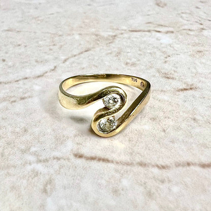 Vintage 18K Toi Et Moi Diamond Ring - Yellow Gold Bypass Ring - 2 Stone Ring - Promise Ring - Toi Et Moi Ring -Valentine’s Day Gifts For Her