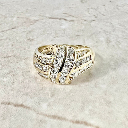 Vintage 18 Karat Yellow Gold 1.11 Carat Diamond Cocktail Ring - WeilJewelry