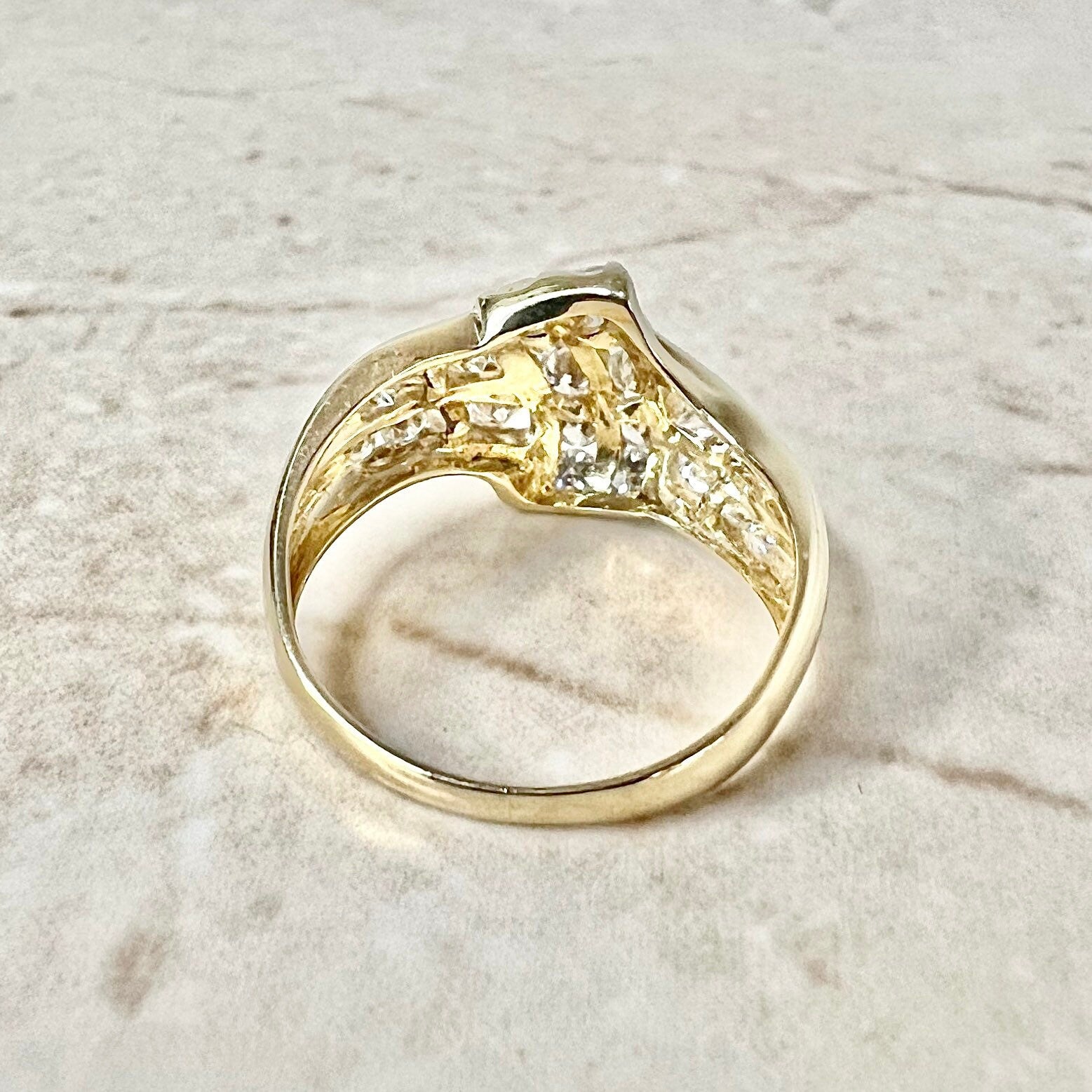 Vintage 18 Karat Yellow Gold 1.11 Carat Diamond Cocktail Ring - WeilJewelry