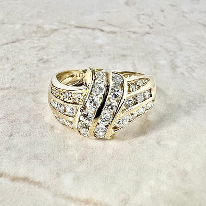 Vintage 18 Karat Yellow Gold 1.11 Carat Diamond Cocktail Ring - WeilJewelry