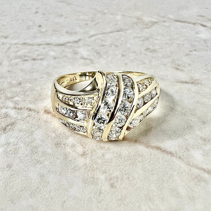 1.11 CT 18K Vintage Diamond Cocktail Ring - Yellow Gold Diamond Ring - Diamond Wedding Ring - Best Gifts For Her - Anniversary Ring For Her