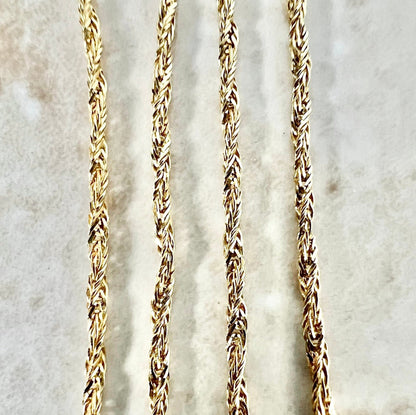Vintage 18K Yellow Gold Twisted Wheat Chain - 19.75” Gold Chain - Yellow Gold Necklace - Italian Gold Chain Necklace - Best Gifts For Her
