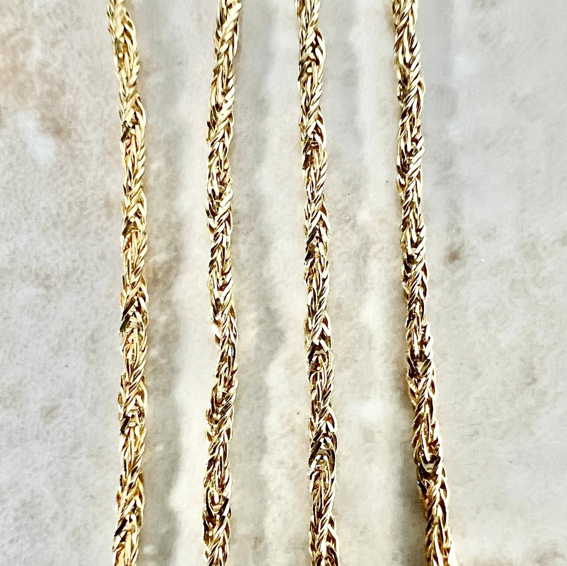 Vintage 18 Karat Yellow Gold 19.75 Inches Twisted Wheat Chain Necklace - WeilJewelry