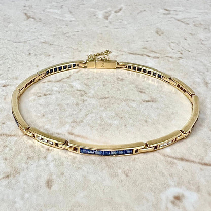 Vintage 18 Karat Yellow Gold Sapphire & Diamond Bracelet - WeilJewelry